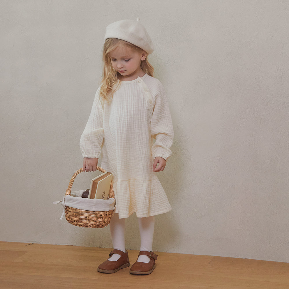 CREAM BUTTON DRESS - CREAM