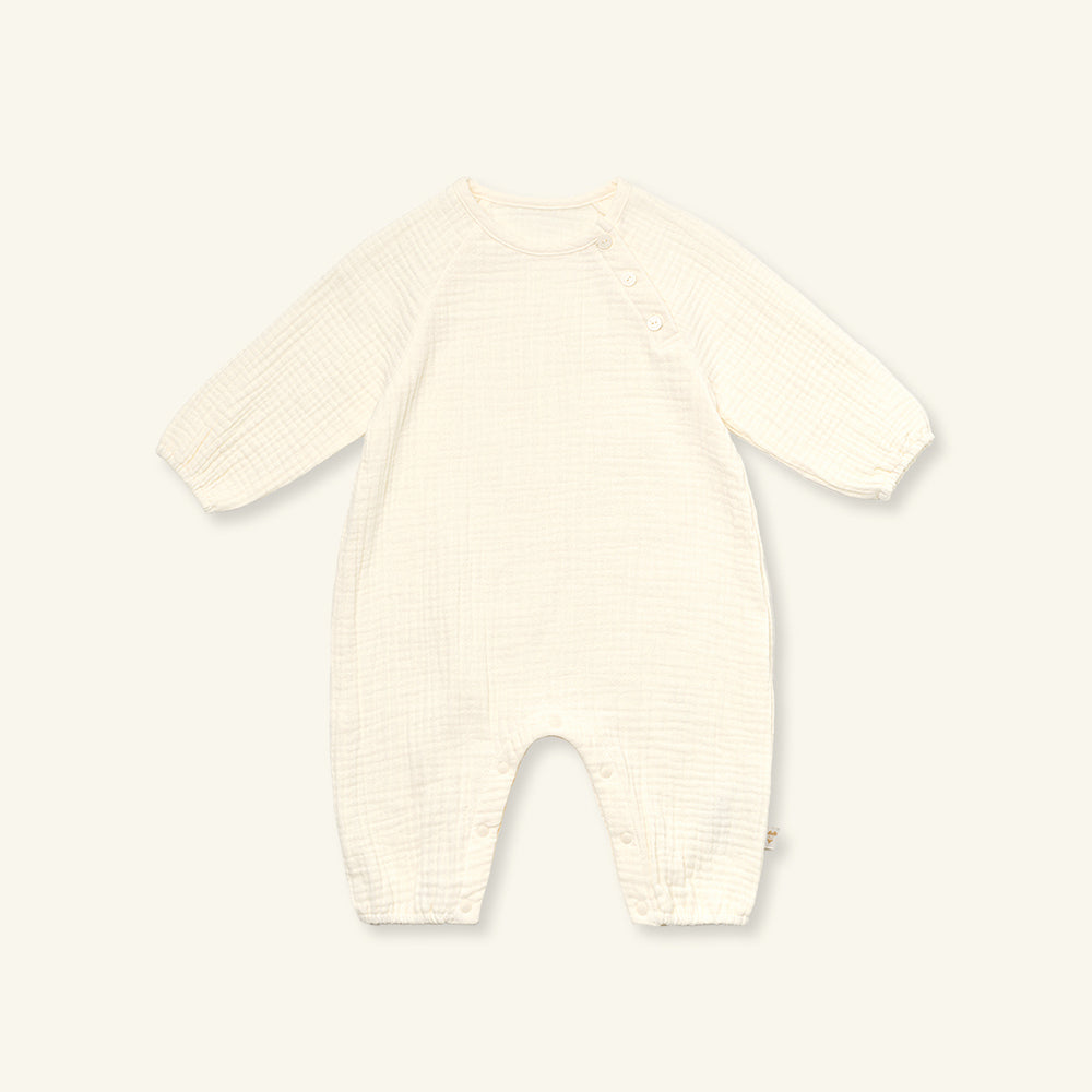 CREAM BUTTON JUMPSUIT - CREAM