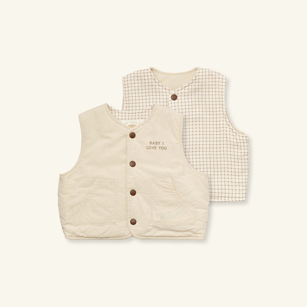 LANDEON REVERSIBLE VEST - CREAM