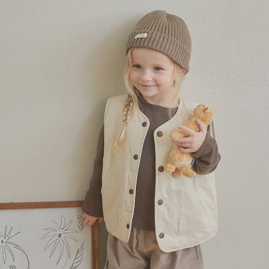 LANDEON REVERSIBLE VEST - CREAM