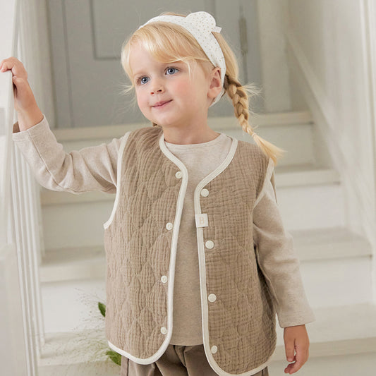 PASTEL REVERSIBLE VEST - BROWN