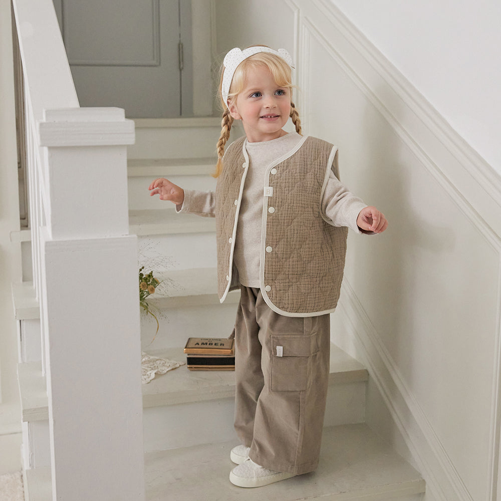 PASTEL REVERSIBLE VEST - BROWN