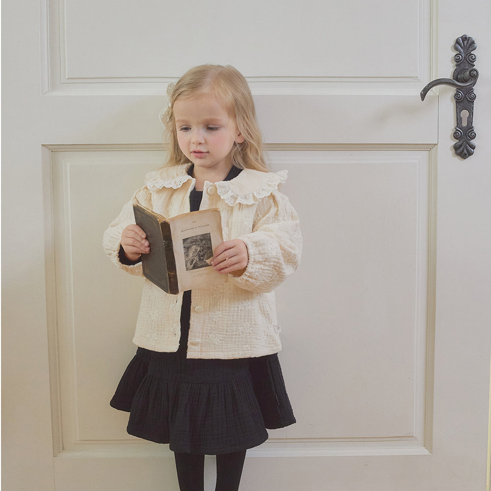 CREAM BUTTON DRESS - BLACK
