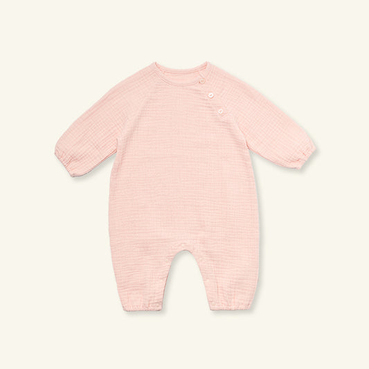 CREAM BUTTON JUMPSUIT - PINK