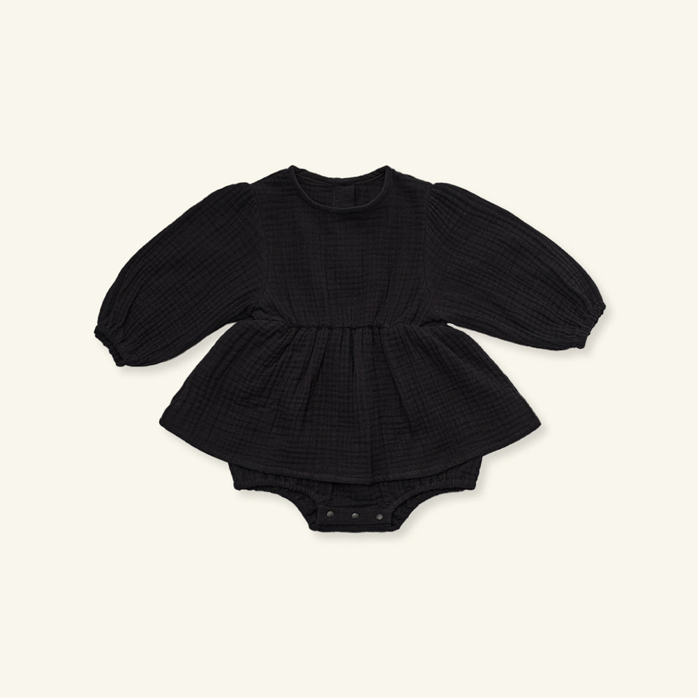 CREAM ROMPER - BLACK