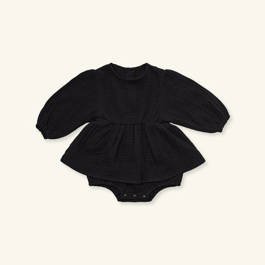 CREAM ROMPER - BLACK