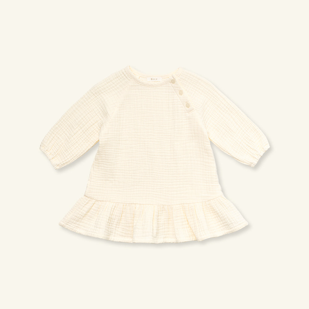 CREAM BUTTON DRESS - CREAM