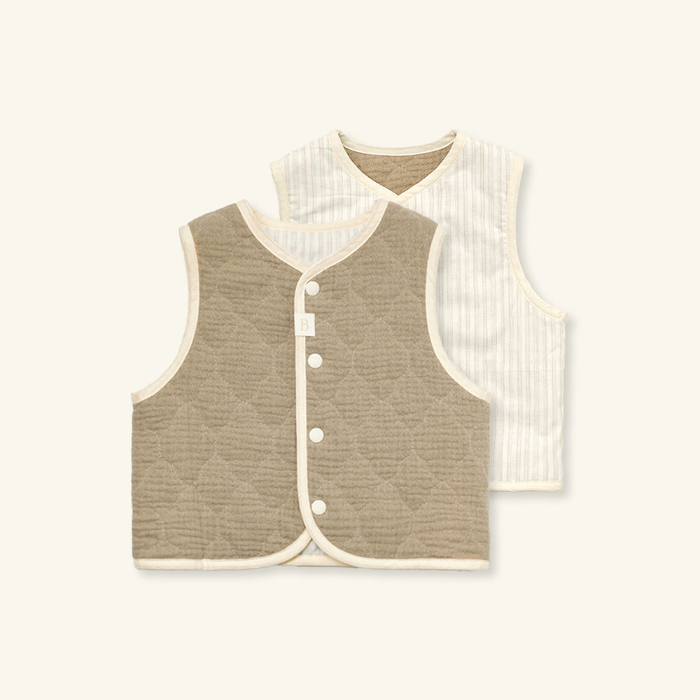 PASTEL REVERSIBLE VEST - BROWN