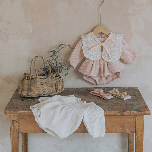 CREAM ROMPER - PINK